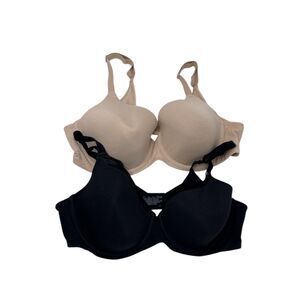 Bali T-Shirt Bra Set of 2 Size 42C Black Nude NEW underwire womens